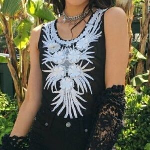 CALL ME EDEN black mesh floral bodysuit